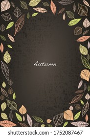 Abstract fall leaves and doodle leaves frame vector for decoration on autumn season festival.