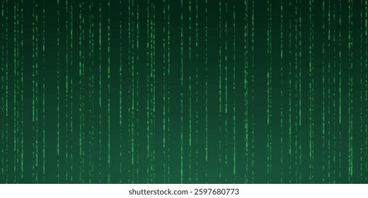 Abstract falling digits. Digital code rain in a Matrix inspired futuristic style. Green futuristic cyberspace. Vector illustration.