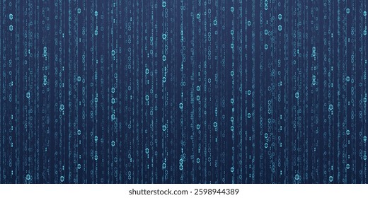 Abstract falling digits. Digital code rain in a Matrix inspired futuristic style. Blue futuristic cyberspace. Vector illustration.