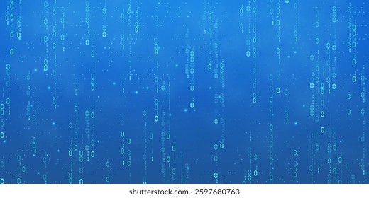 Abstract falling digits. Digital data technology concept. Blue futuristic cyberspace. Vector illustration.