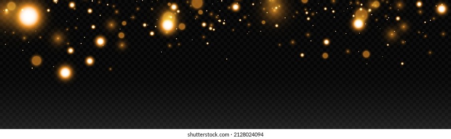 Abstract falling golden lights. Magic gold dust and highlights. Festive background. Golden Rain.	
