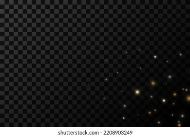 Abstract falling golden lights. Magic gold dust and highlights. Festive Christmas background. Golden Rain. Vector illustration