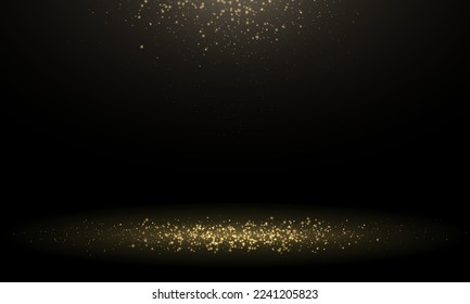 Abstract falling golden lights. Magic gold dust and glare. Festive Christmas background. Golden rain. Vector illustration. Golden glitter texture christmas abstract particle background 