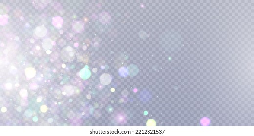Abstract falling light effects. Magic shimmering dust and glare. Festive background. Golden Rain.