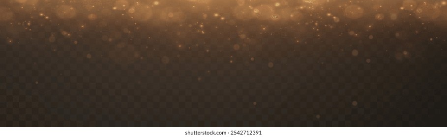 Abstract falling light effects. Magic shimmering dust and glare. Festive background. Golden Rain.	
