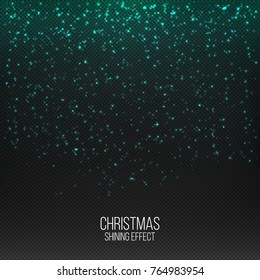 Abstract falling of lighting particles isolated on transparent . Christmas shining decoration . 
Vector glitter light effect . Randomly moved flames . Holiday pattern . Vector illustration .