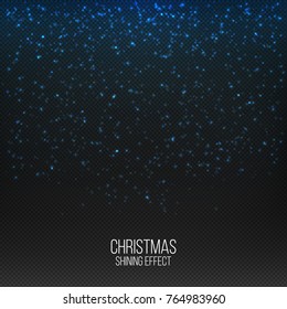 Abstract falling of lighting particles isolated on transparent . Christmas shining decoration . 
Vector glitter light effect . Randomly moved flames . Holiday pattern . Vector illustration .