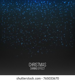 Abstract falling of lighting particles isolated on transparent . Christmas shining decoration . 
Vector glitter light effect . Randomly moved flames . Holiday pattern . Vector illustration .