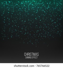 Abstract falling of lighting particles isolated on transparent . Christmas shining decoration . 
Vector glitter light effect . Randomly moved flames . Holiday pattern . Vector illustration .
