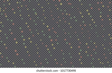 Abstract falling lights on transparent background.
