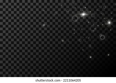 Abstract falling silver lights. Magical gray and white dust and highlights. Festive Christmas background. Vector illustration