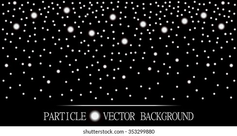 Abstract falling snow particles black background. Style background for presentation, cards, scientific and jewelry design. Vector illustration