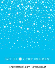 Abstract falling snow particles cyan background. Style background for presentation, cards, scientific and jewelry design. Vector illustration