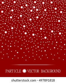 Abstract falling snow particles red background. Style background for presentation, cards, scientific and jewelry design. Vector illustration