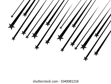 Abstract Falling Star - Black Shooting Star with Elegant Star Trail on White Background - Meteoroid, Comet, Asteroid, Stars