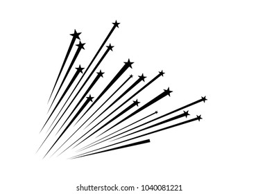 Abstract Falling Star - Black Shooting Star with Elegant Star Trail on White Background - Meteoroid, Comet, Asteroid, Stars