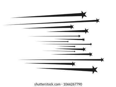 Abstract Falling Star - Black Shooting Star with Elegant Star Trail on White Background - Meteoroid, Comet, Asteroid, Stars
