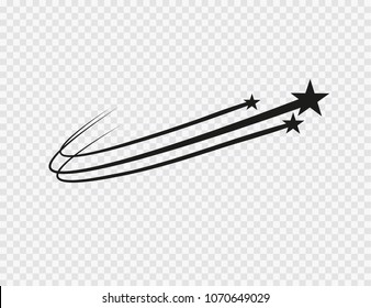 Abstract Falling Star - Black Shooting Star with Elegant Star Trail on White Background - Meteoroid, Comet, Asteroid, Stars