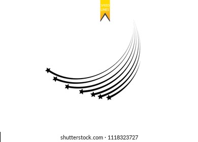 Abstract Falling Star - Black Shooting Star with Elegant Star Trail on White Background - Meteoroid, Comet, Asteroid, Stars