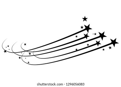 Abstract Falling Star - Black Shooting Star with Elegant Star Trail on White Background