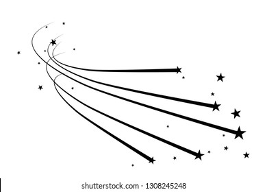 Abstract Falling Star - Black Shooting Star with Elegant Star Trail on White Background