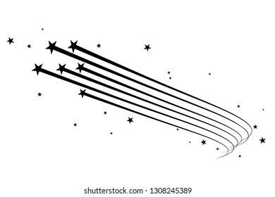 Abstract Falling Star - Black Shooting Star with Elegant Star Trail on White Background