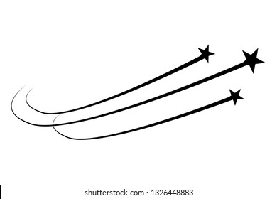 Abstract Falling Star - Black Shooting Star with Elegant Star Trail on White Background