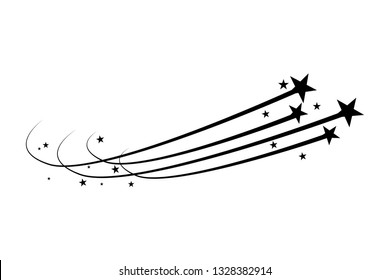 Abstract Falling Star - Black Shooting Star with Elegant Star Trail on White Background