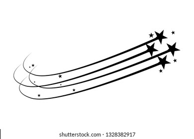 Abstract Falling Star - Black Shooting Star with Elegant Star Trail on White Background
