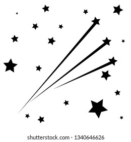 Abstract Falling Star - Black Shooting Star with Elegant Star Trail on White Background