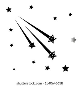 Abstract Falling Star - Black Shooting Star with Elegant Star Trail on White Background