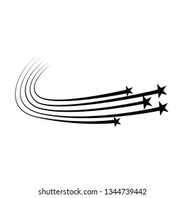 Abstract Falling Star - Black Shooting Star with Elegant Star Trail on White Background