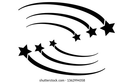 Abstract Falling Star - Black Shooting Star with Elegant Star Trail on White Background