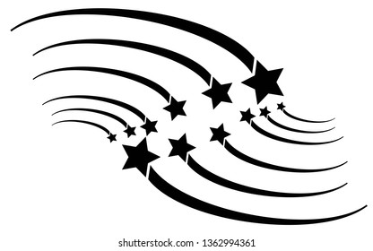 Abstract Falling Star - Black Shooting Star with Elegant Star Trail on White Background