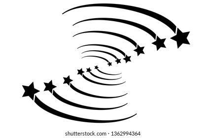 Abstract Falling Star - Black Shooting Star with Elegant Star Trail on White Background