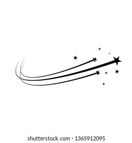 Abstract Falling Star - Black Shooting Star with Elegant Star Trail on White Background - Vector illustration.