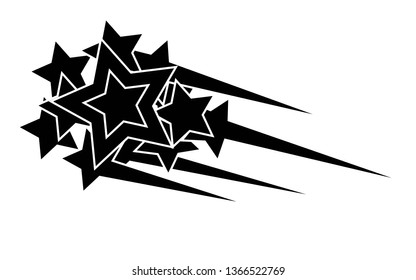 Abstract Falling Star - Black Shooting Star with Elegant Star Trail on White Background