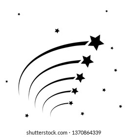Abstract Falling Star - Black Shooting Star with Elegant Star Trail on White Background