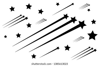 Abstract Falling Star - Black Shooting Star with Elegant Star Trail on White Background