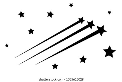 Abstract Falling Star - Black Shooting Star with Elegant Star Trail on White Background