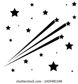 Abstract Falling Star - Black Shooting Star with Elegant Star Trail on White Background
