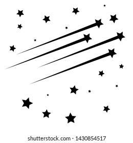 Abstract Falling Star - Black Shooting Star with Elegant Star Trail on White Background