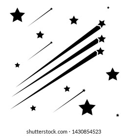 Abstract Falling Star - Black Shooting Star with Elegant Star Trail on White Background