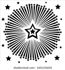 Abstract Falling Star - Black Shooting Star with Elegant Star Trail on White Background