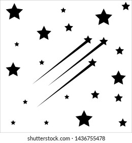 Abstract Falling Star - Black Shooting Star with Elegant Star Trail on White Background