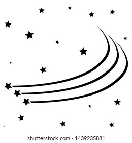 Abstract Falling Star - Black Shooting Star with Elegant Star Trail on White Background