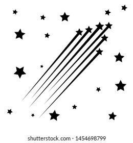 Abstract Falling Star - Black Shooting Star with Elegant Star Trail on White Background