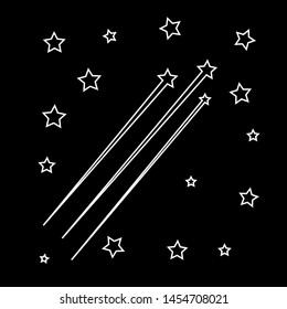 Abstract Falling Star - Black Shooting Star with Elegant Star Trail on  Black Background