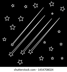 Abstract Falling Star - Black Shooting Star with Elegant Star Trail on  Black Background