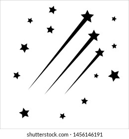 Abstract Falling Star - Black Shooting Star with Elegant Star Trail on White Background